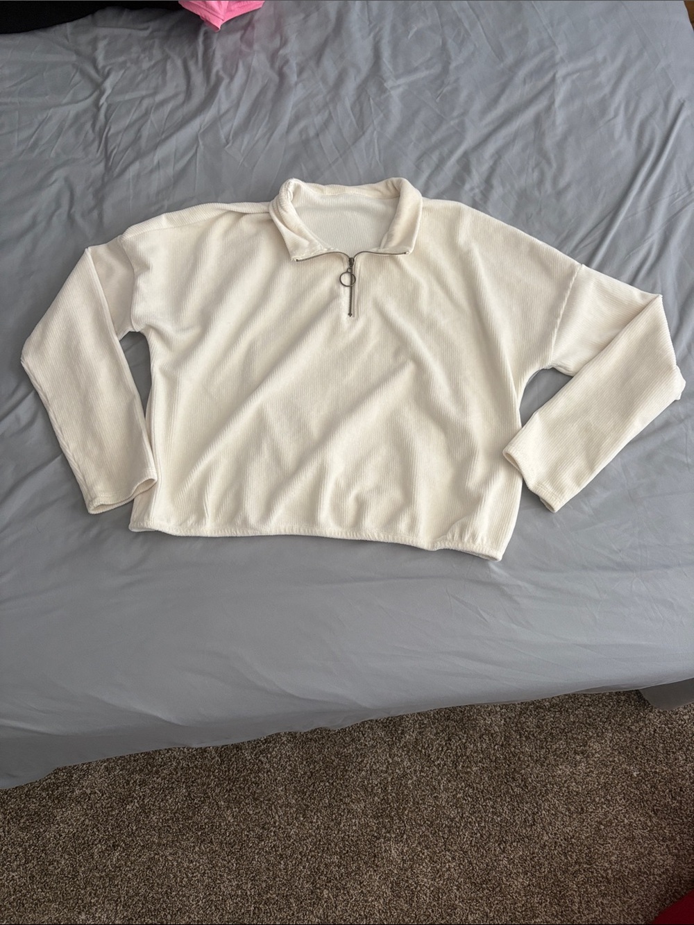 Cream/white Half-Zip Pullover Sweatshirt